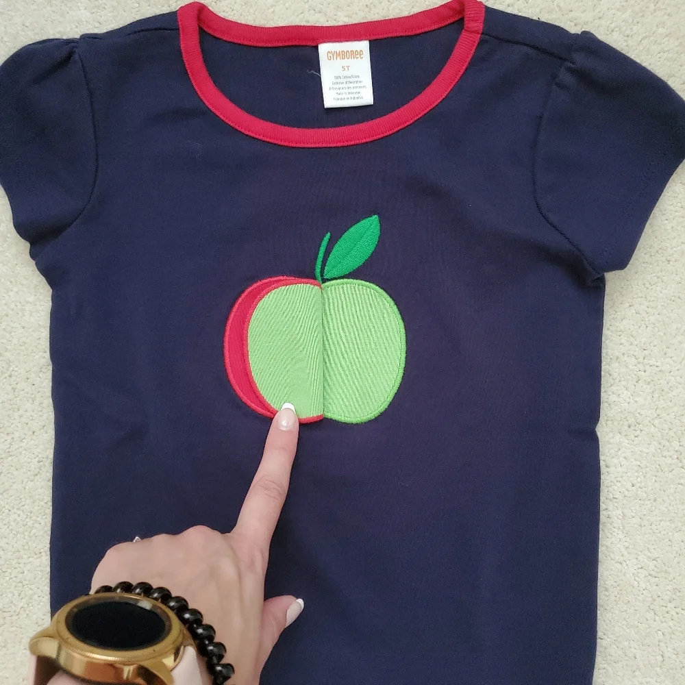 Gymboree Girls' Peek-A-Boo Apple Patch Top - Teacher's Favorite Shirt sz5T